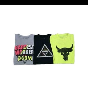 Bundle of 3 Under Armour Project Rock Boys T-Shirts | Youth Medium | Brahma Bull